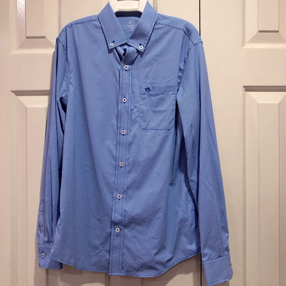 Southern Tide Long Sleeve Intercoastal Mini Gingham Shirt Boys Size XL